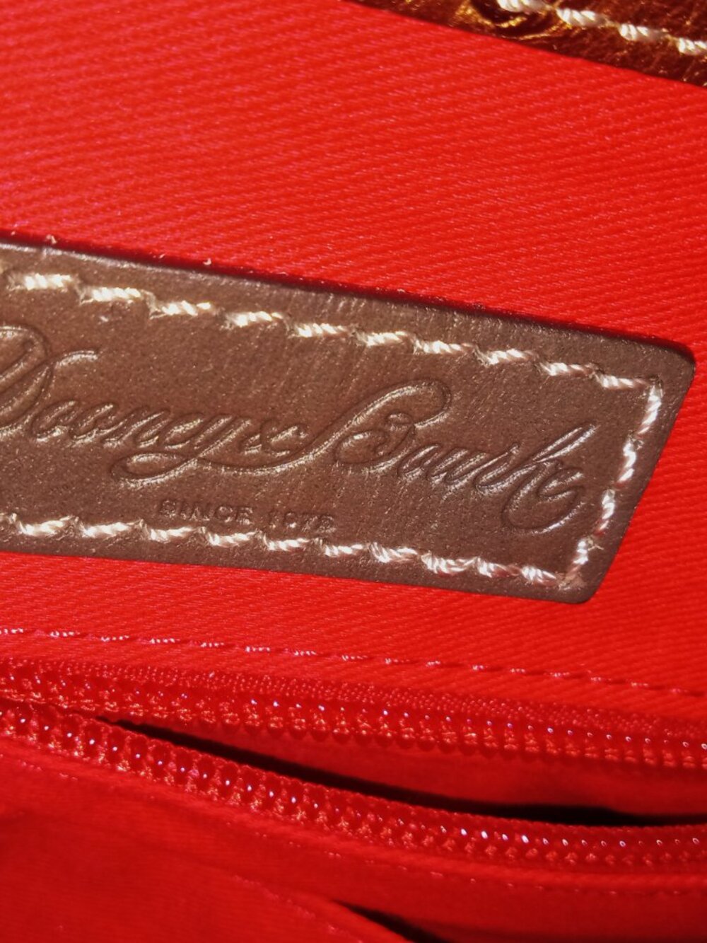 Dooney & Bourke Ostrich Collection Brown Metallic Leather Shoulder Bag - Picture 11 of 11